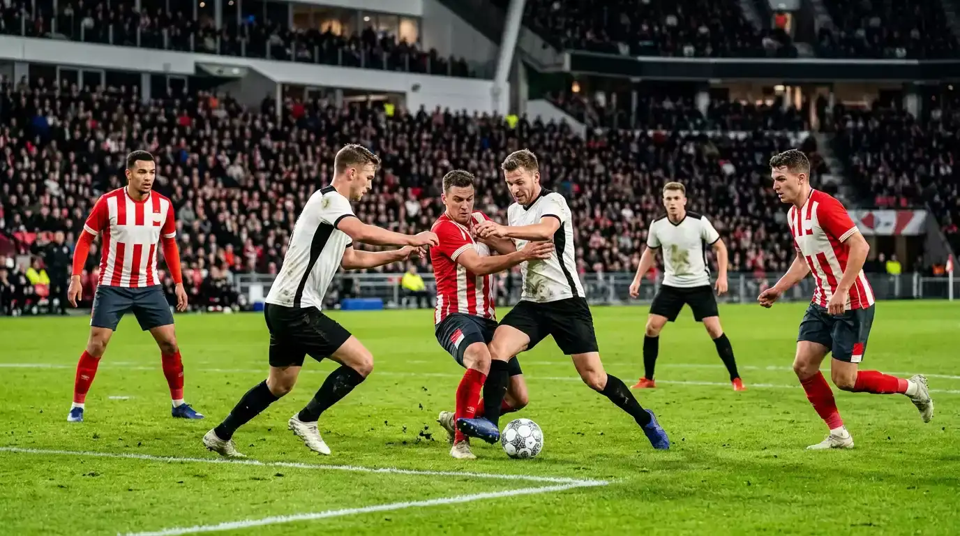 Spelers van Nederlandse topclubs in actie tijdens een competitiewedstrijd
