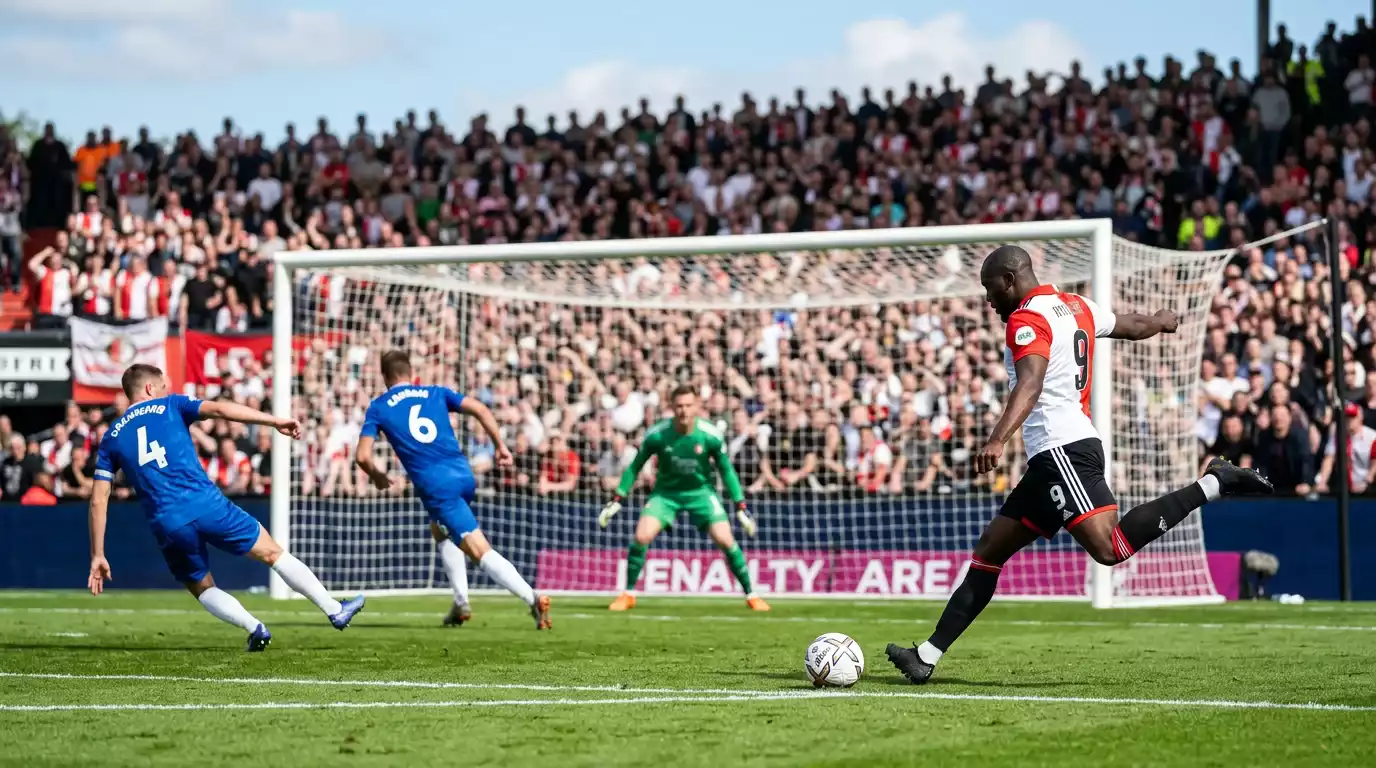 Aanvallende actie tijdens Eredivisie-wedstrijd met doelpuntenkans